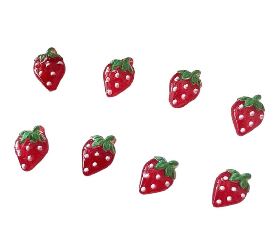 Strawberry mini resin embellishments, 11mm