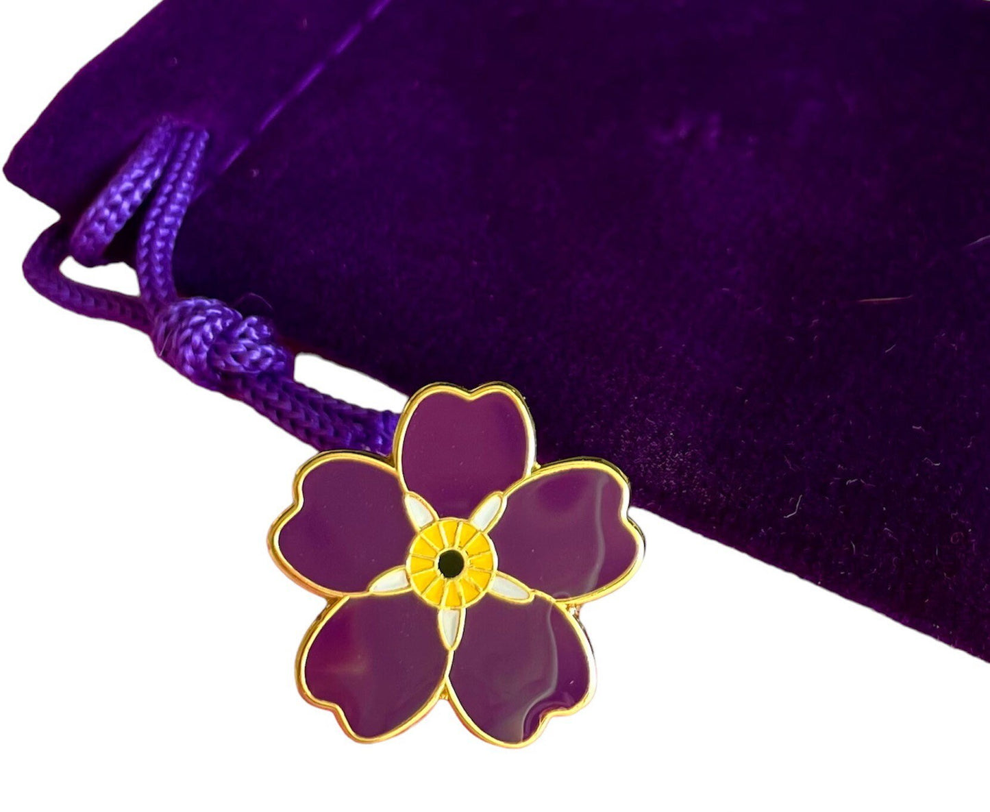 Purple flower enamel pin badge