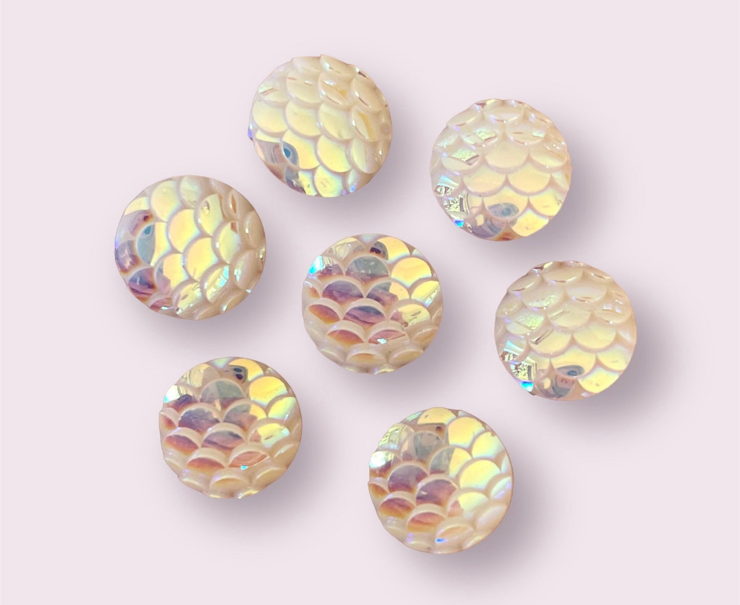 Round resin fish scale white ,ivory  10mm