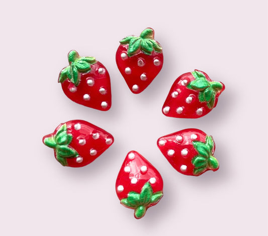 Strawberry mini resin embellishments, 11mm