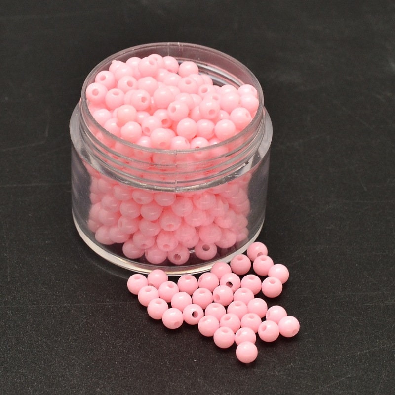 Pale pink 4mm beads, acrylic