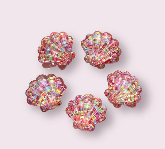 Seashell cabochons, rainbow 22mm