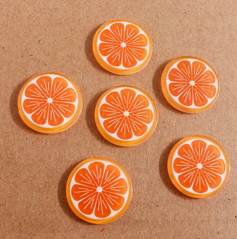 Oranges resin embellishments, 21mm