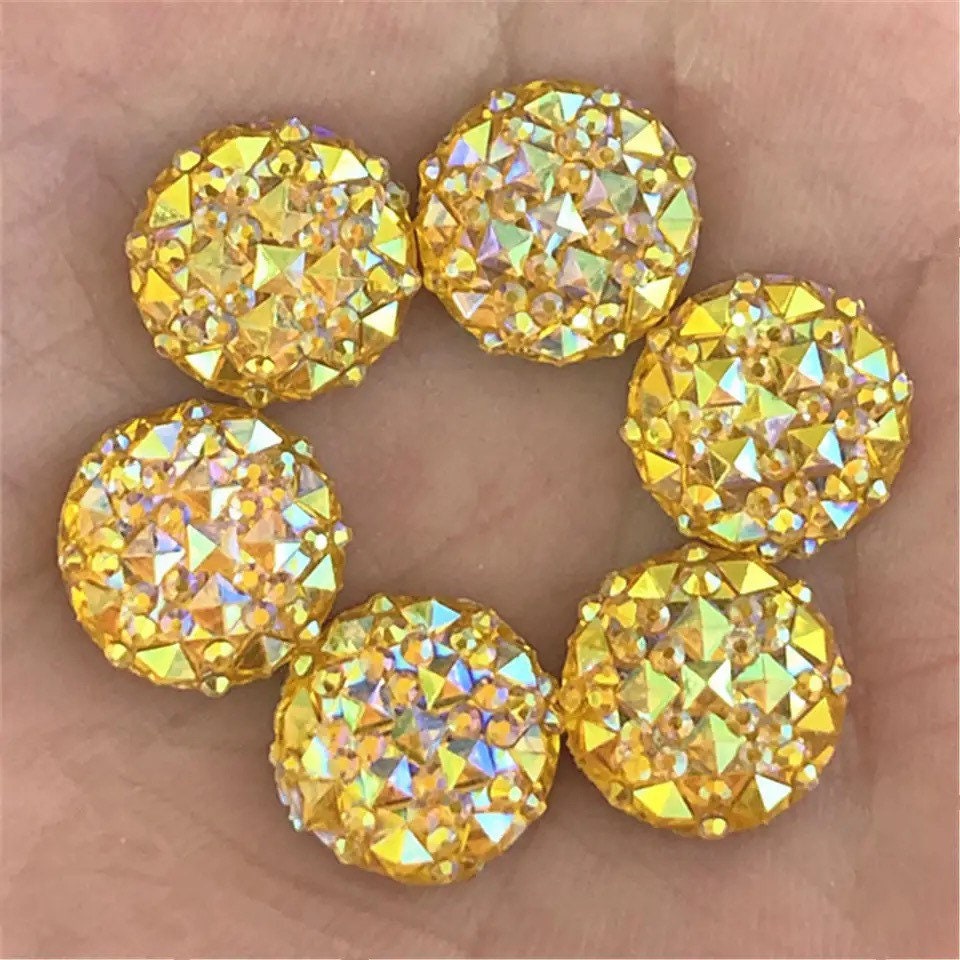 Round resin rhinestone mixed colour cabochon, 12mm