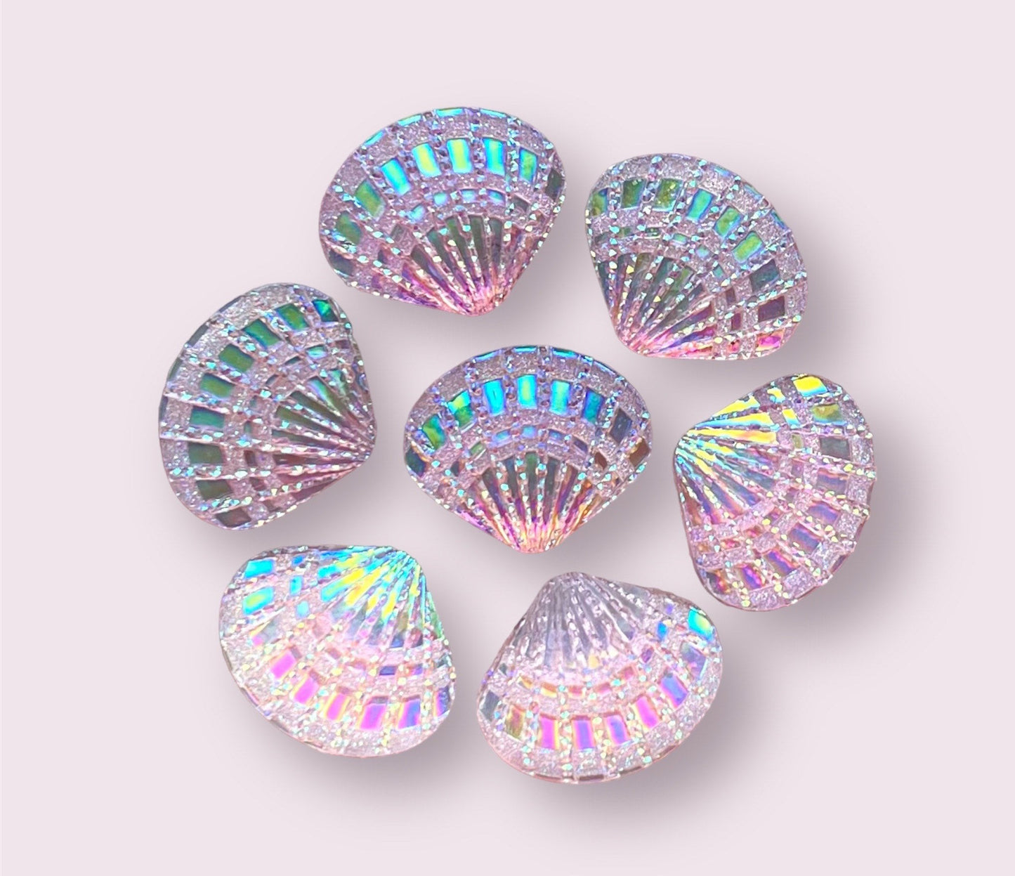 Seashell cabochons, pale pink lustre 17mm