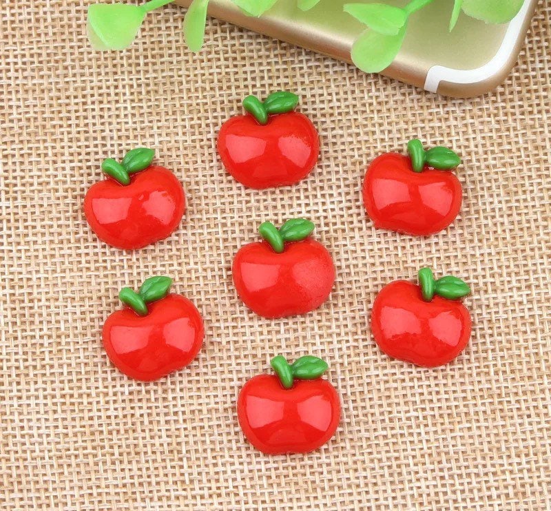 Apple resin embellishments, 15mm