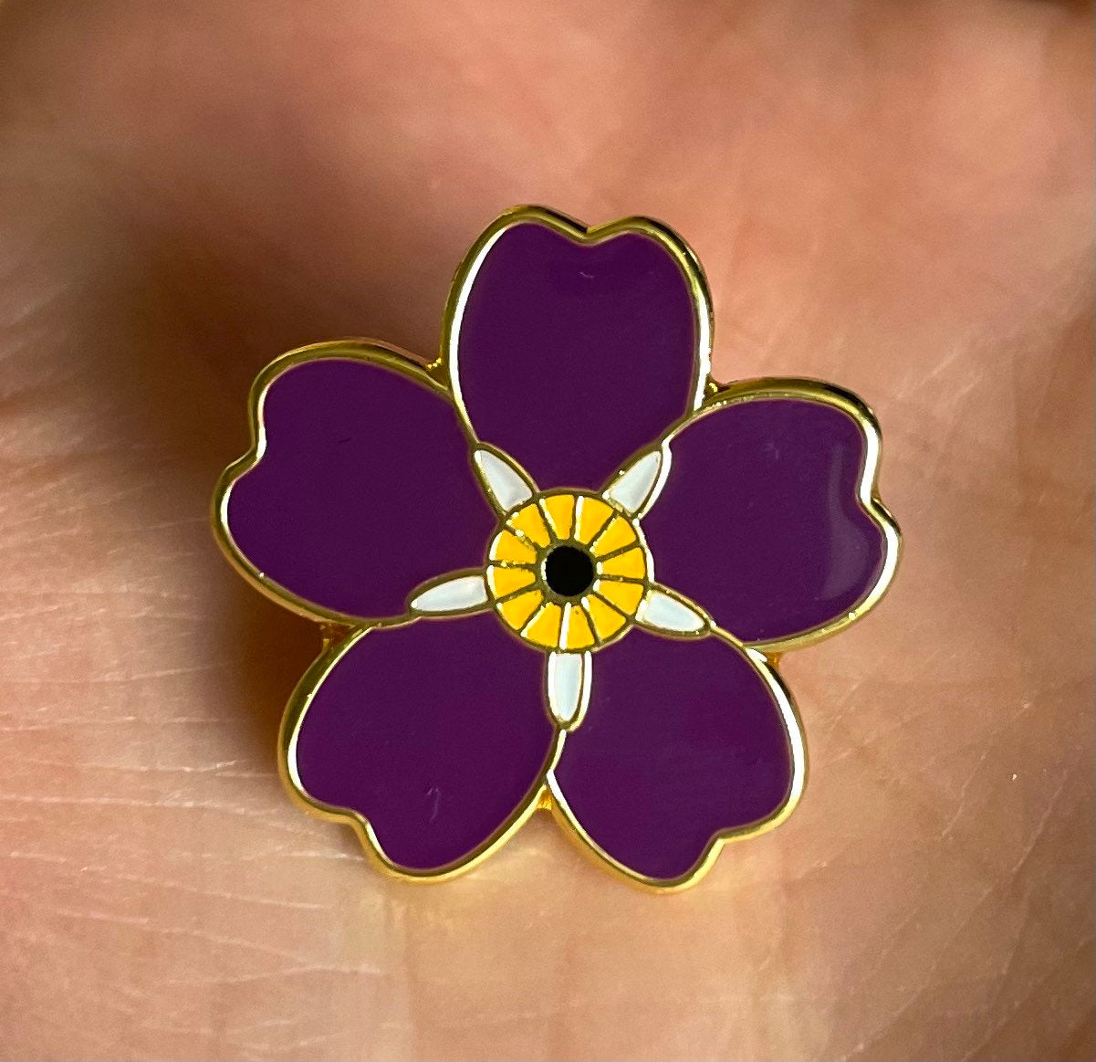 Purple flower enamel pin badge