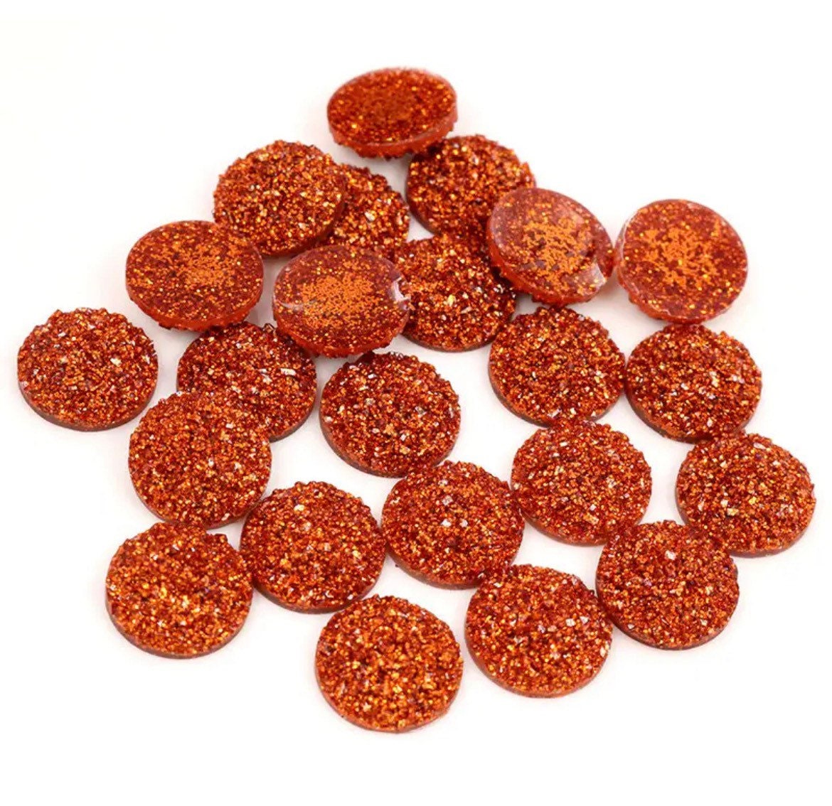 Round resin rust orange cabochon, 10mm