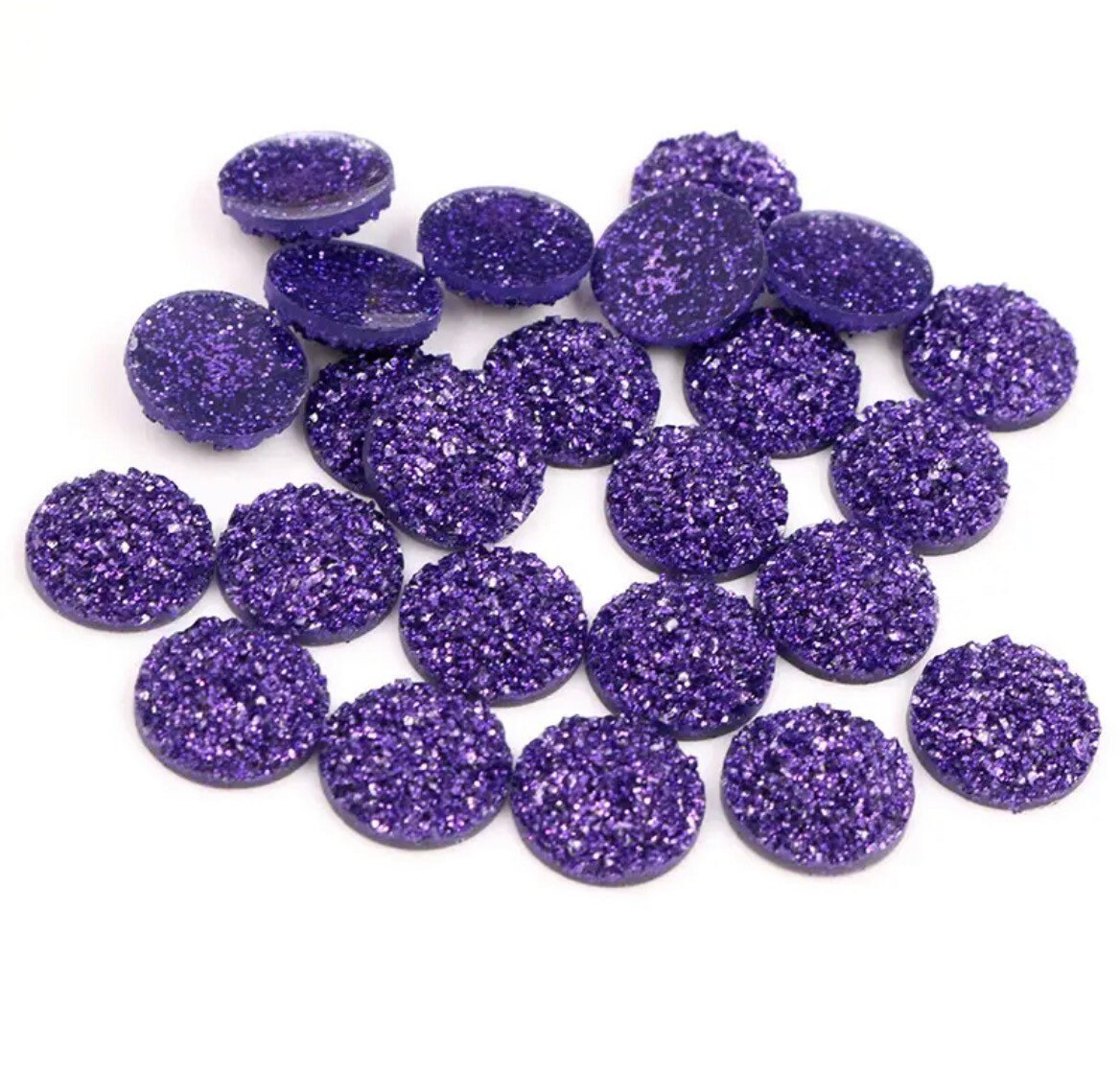 Round resin purple cabochon, 10mm