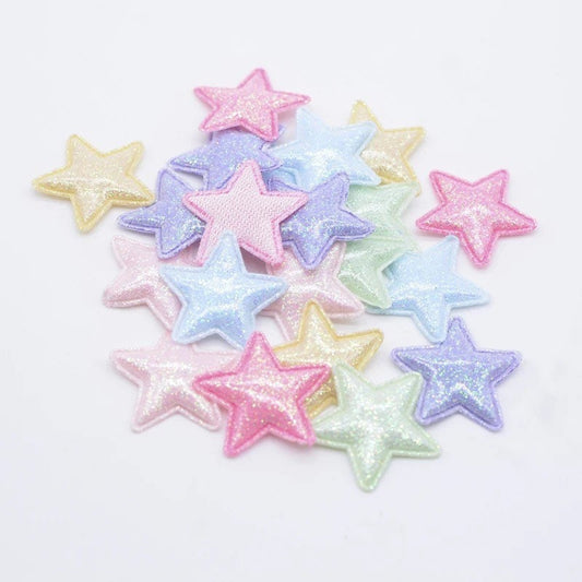 Star fabric pastel appliqués, padded fabric 25mm