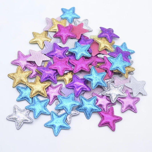 Star fabric metallic appliqués, padded fabric 25mm stars