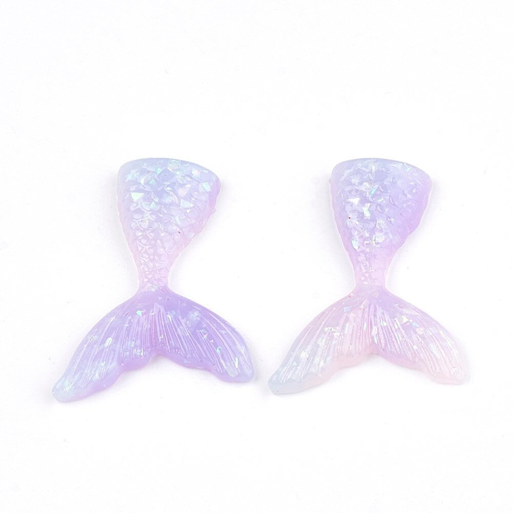 Mermaid tail resin cabochons, 40mm