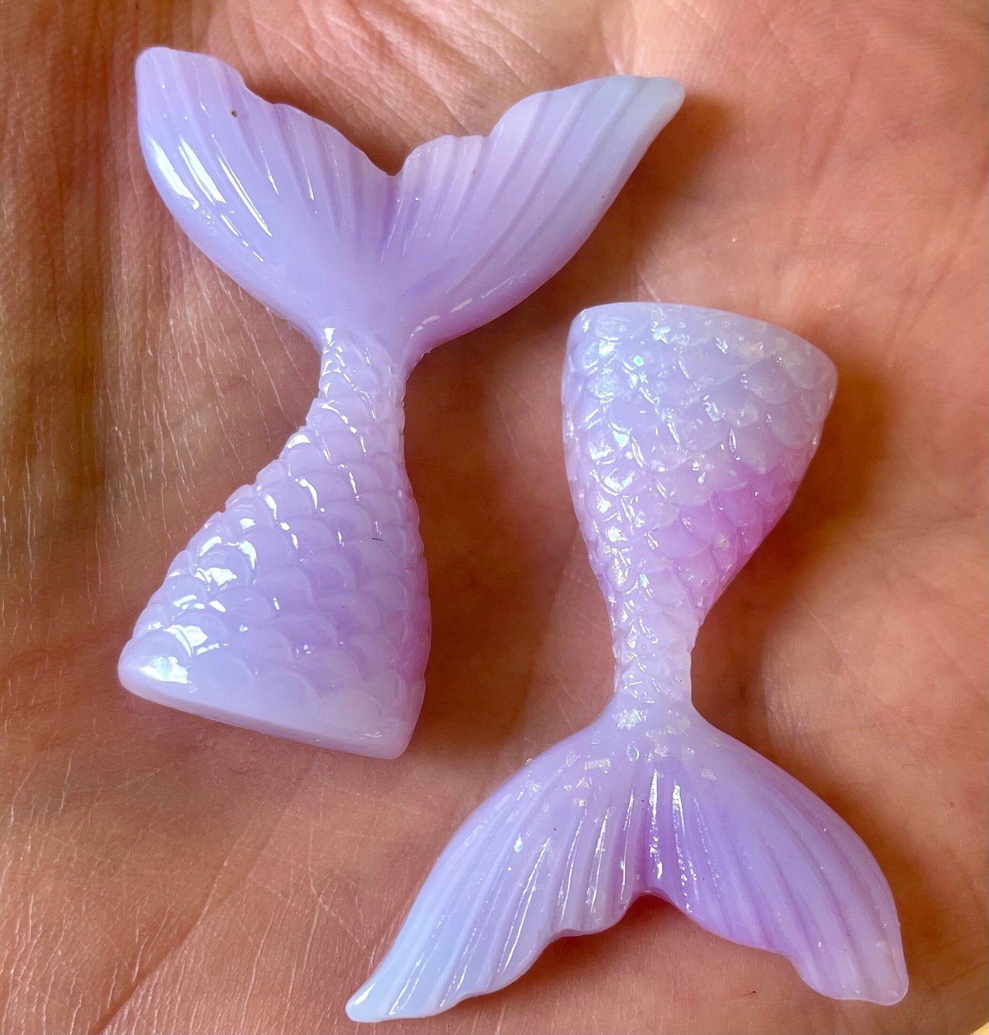 Mermaid tail resin cabochons, 40mm