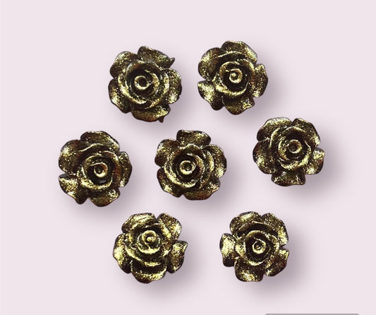 Black and gold rose cabochon, 10mm