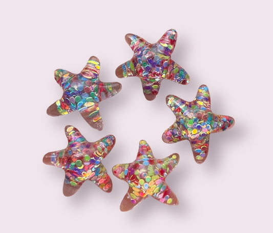 Starfish cabochons, rainbow 23mm