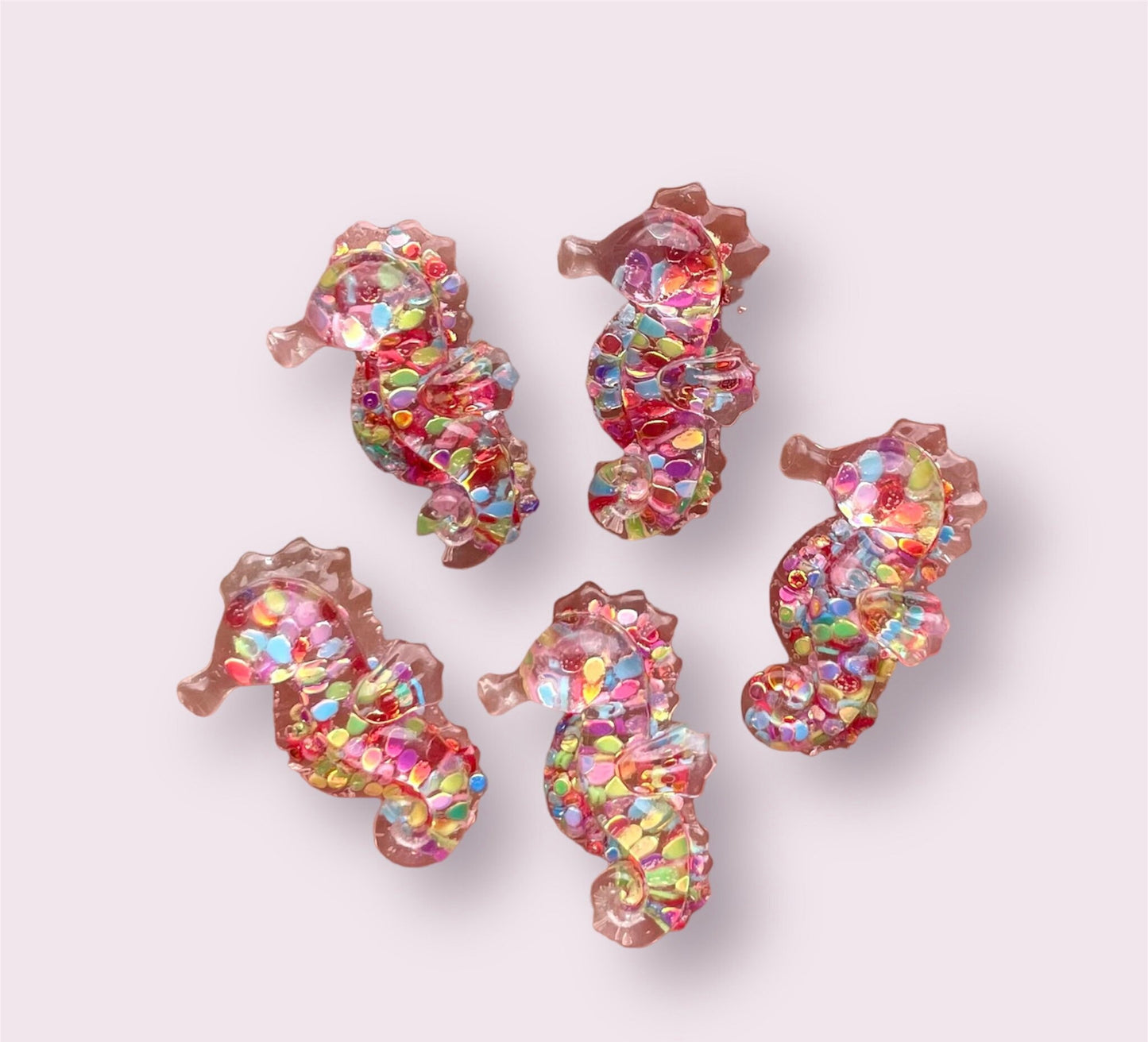 Seahorse cabochons, rainbow 25mm