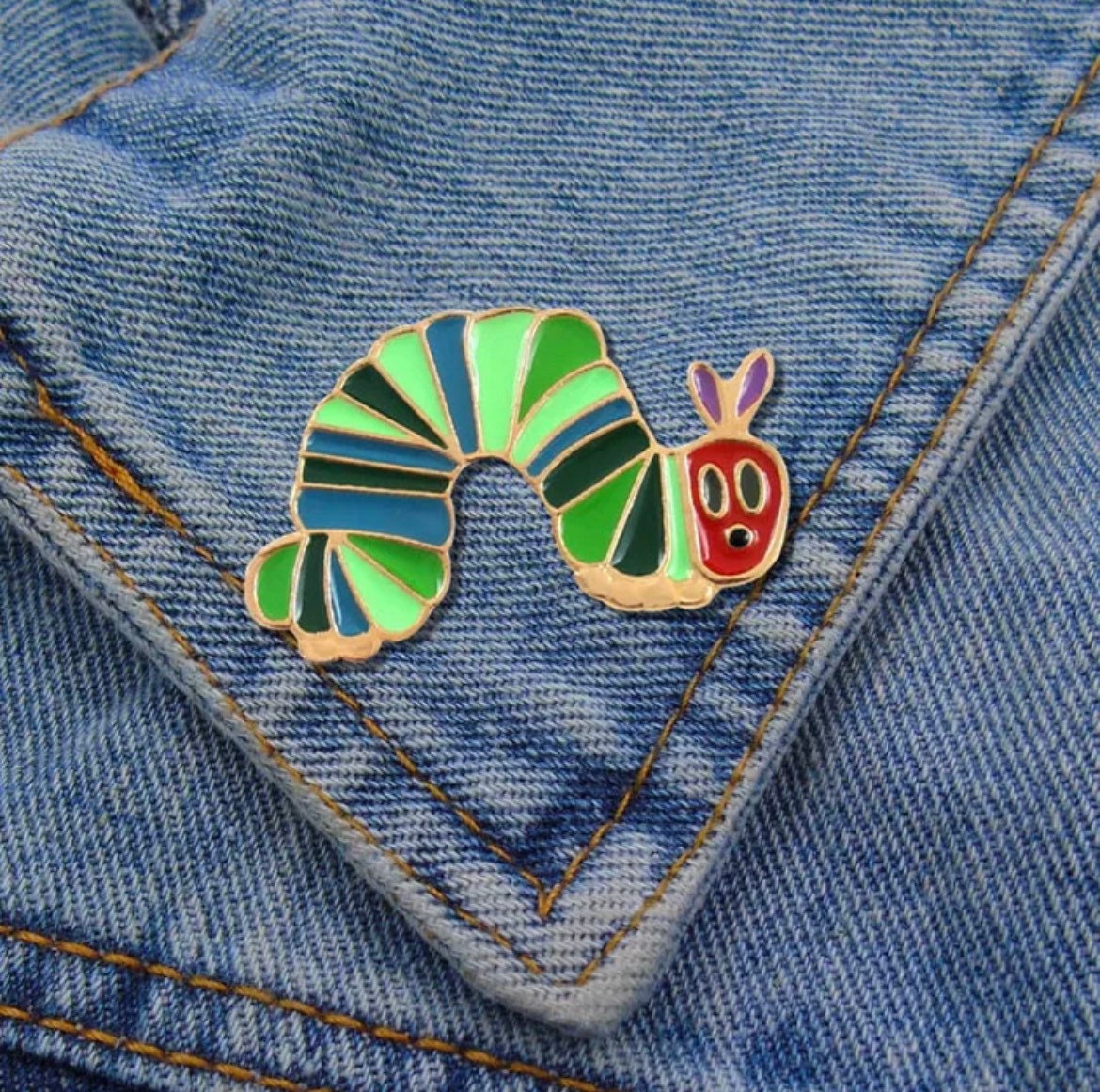 Caterpillar enamel pin badge