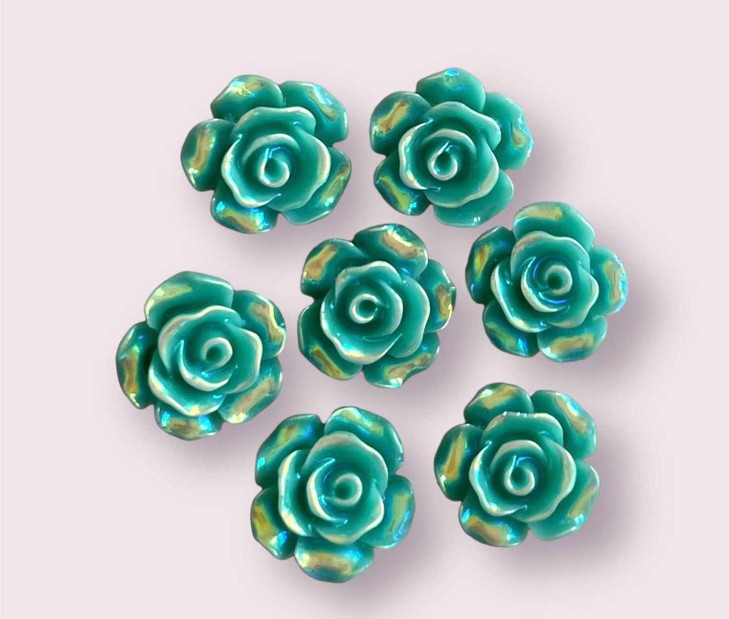 Blue rose flower cabochon, 12mm