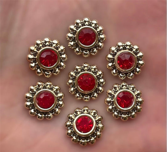 Round red rhinestone cabochons 13mm