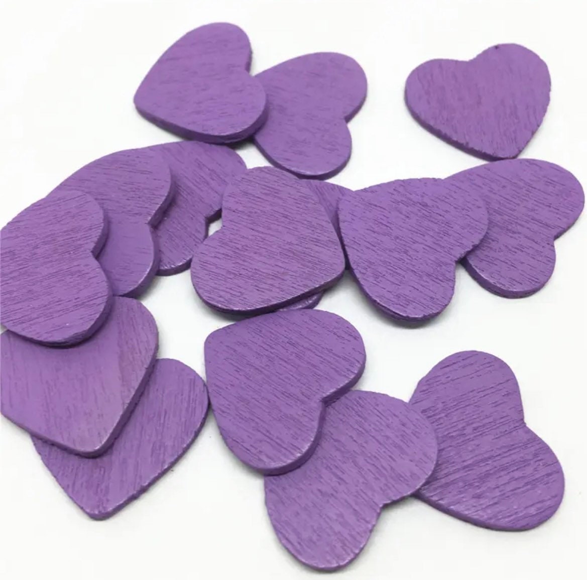 Wooden purple heart embellishments, 18mm