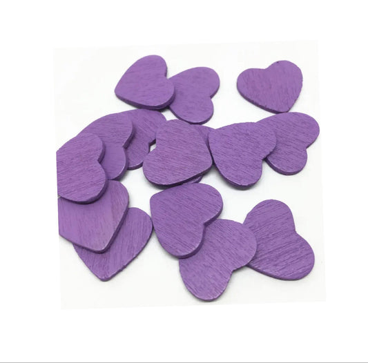 Wooden purple heart embellishments, 18mm