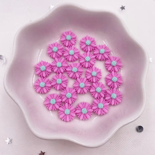 Pink 9mm flower cabochons, daisy