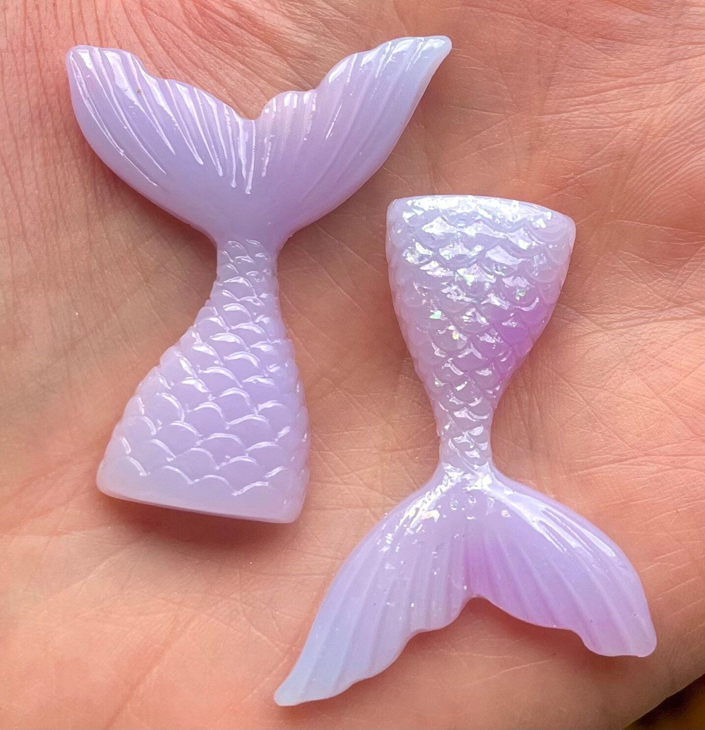 Mermaid tail resin cabochons, 40mm