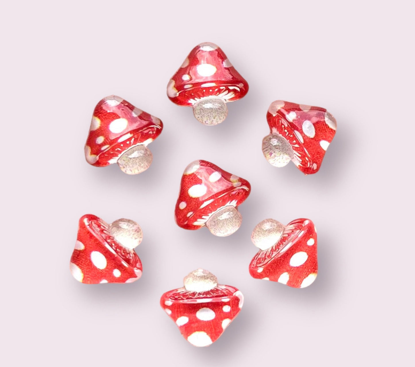 Mushroom mini red cabochons, 9mm