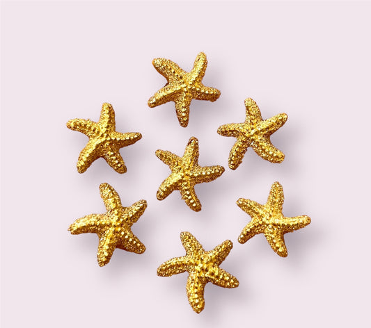 Starfish cabochons, gold rhinestone 12mm