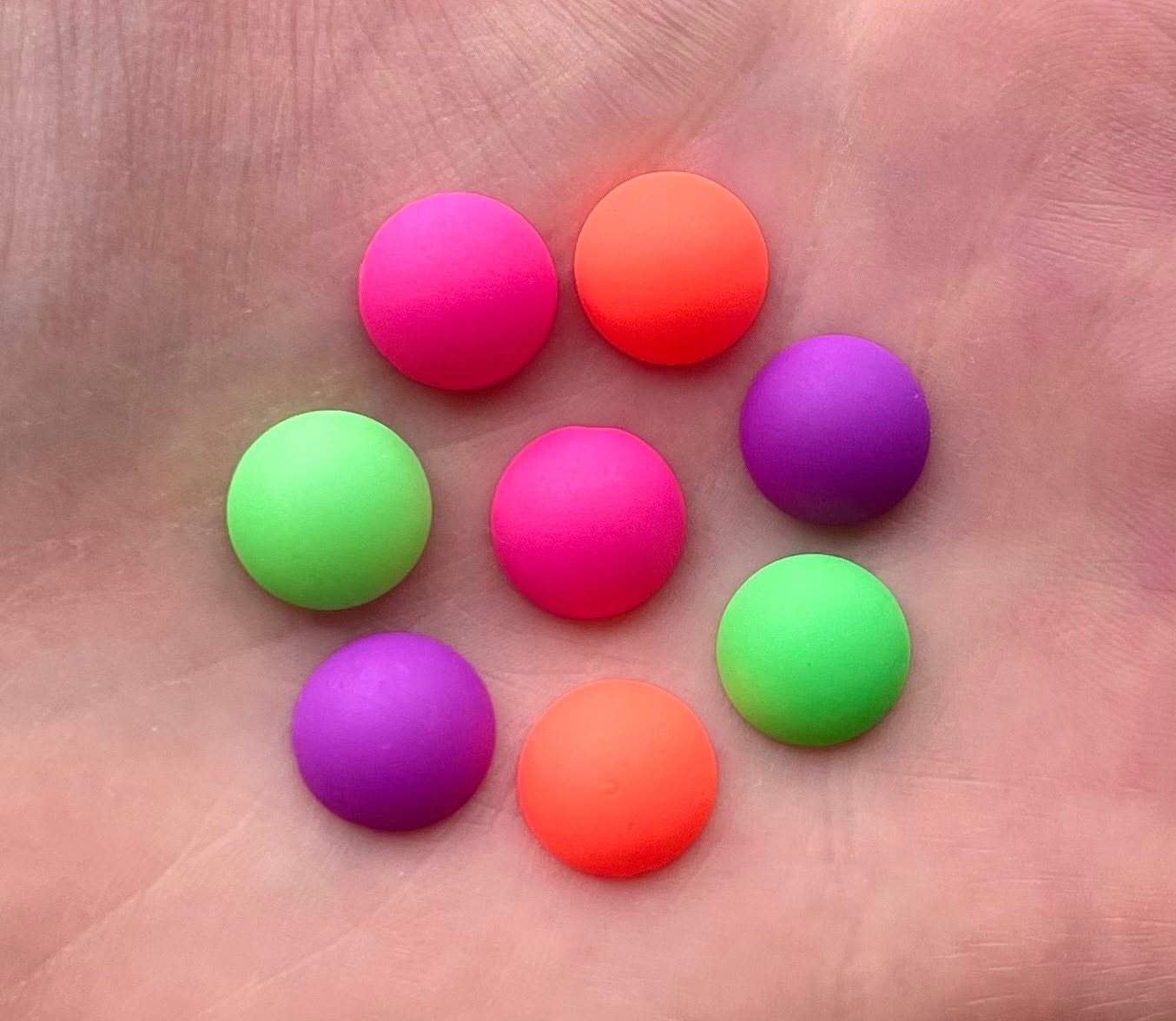 Round neon cabochons, mix colour matte 10mm