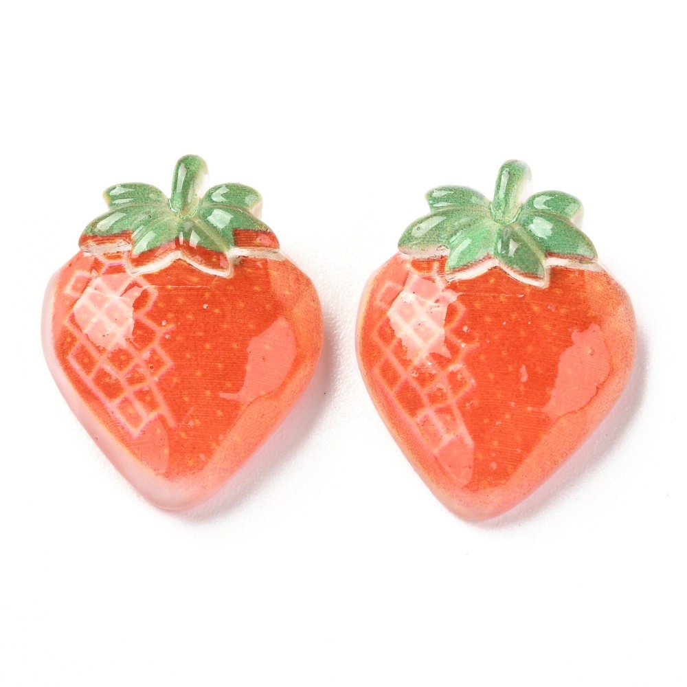 Strawberry resin embellishments, 22mm