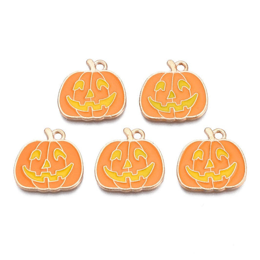 Pumpkin face enamel charms, 20mm