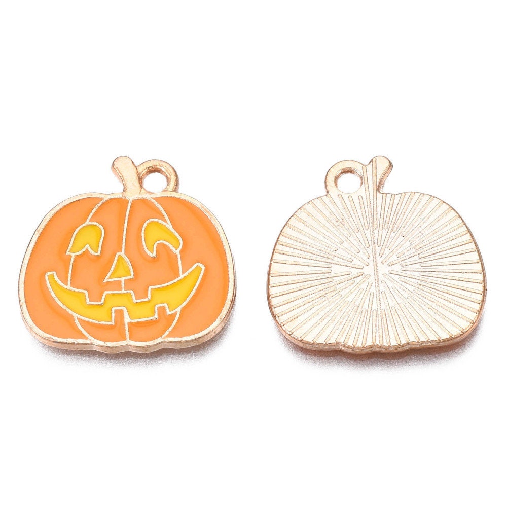 Pumpkin face enamel charms, 20mm