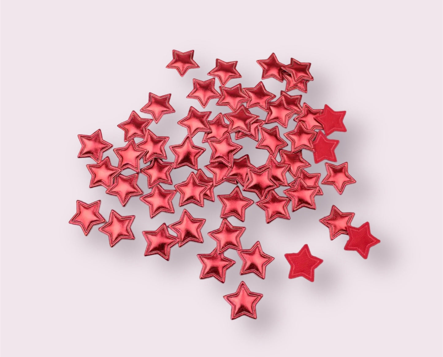 Metallic red padded fabric stars, 25mm