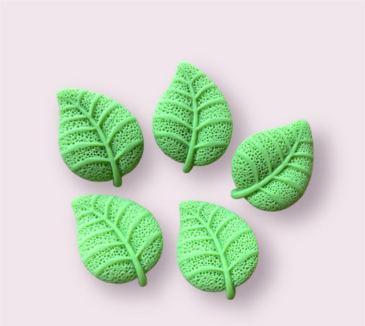 Green resin leaf cabochons, 22mm