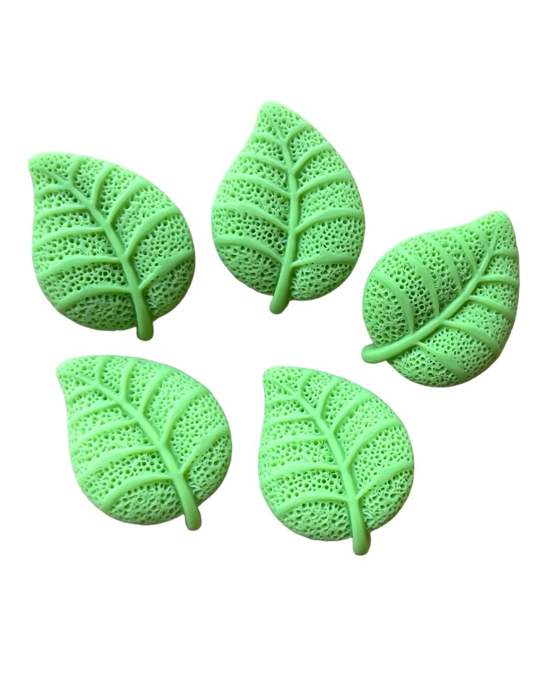 Green resin leaf cabochons, 22mm
