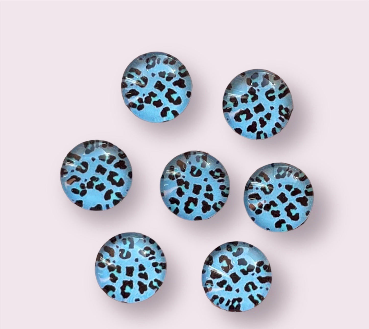 round blue and black leopard pattern glass cabochons 10mm