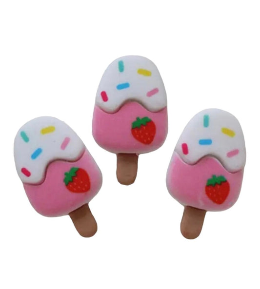 Ice lolly resin embellishments, pink strawberry 29mm