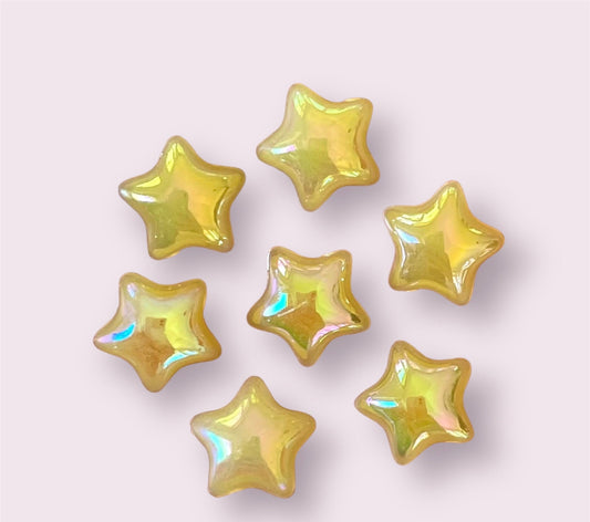 Yellow star Pearl effect cabochons, 10mm