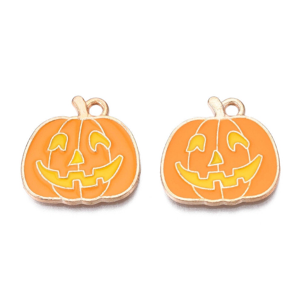 Pumpkin face enamel charms, 20mm