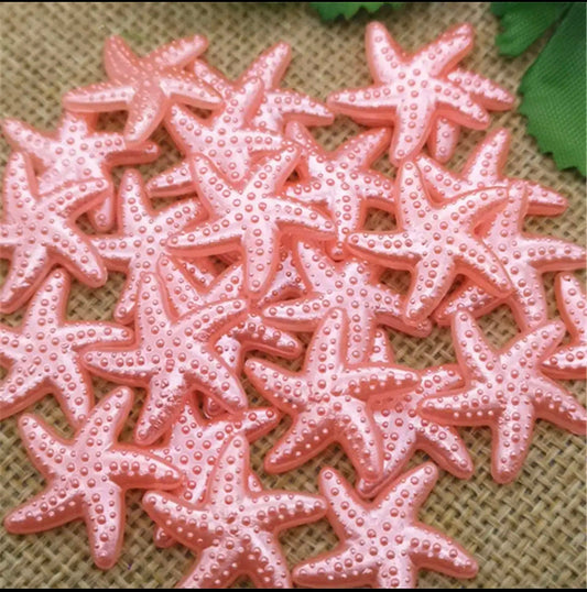 Starfish cabochons, salmon pink 18mm