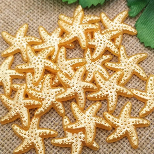 Starfish cabochons, yellow 18mm