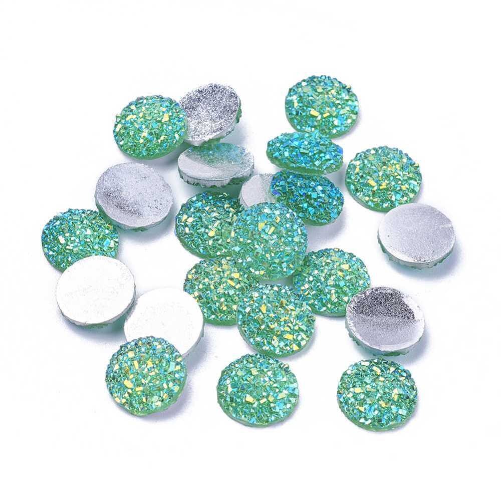 Round resin green cabochon, 12mm