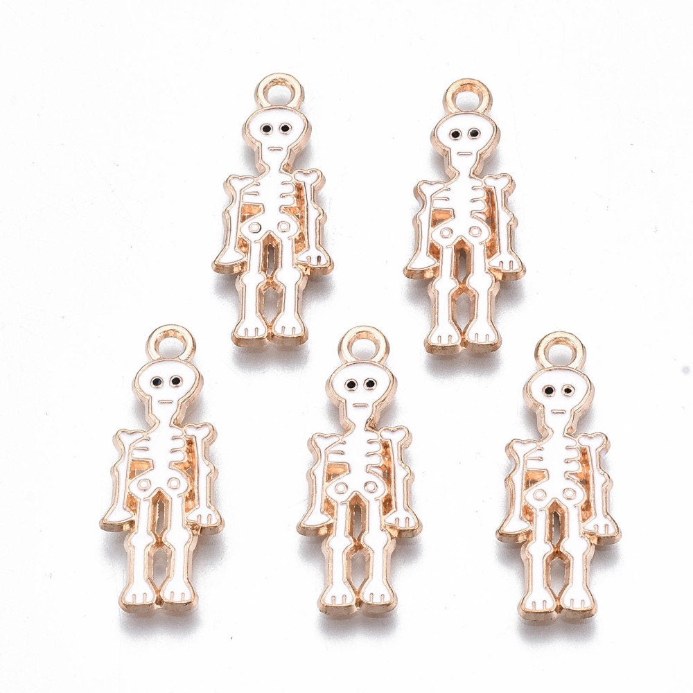 Skeleton enamel charms