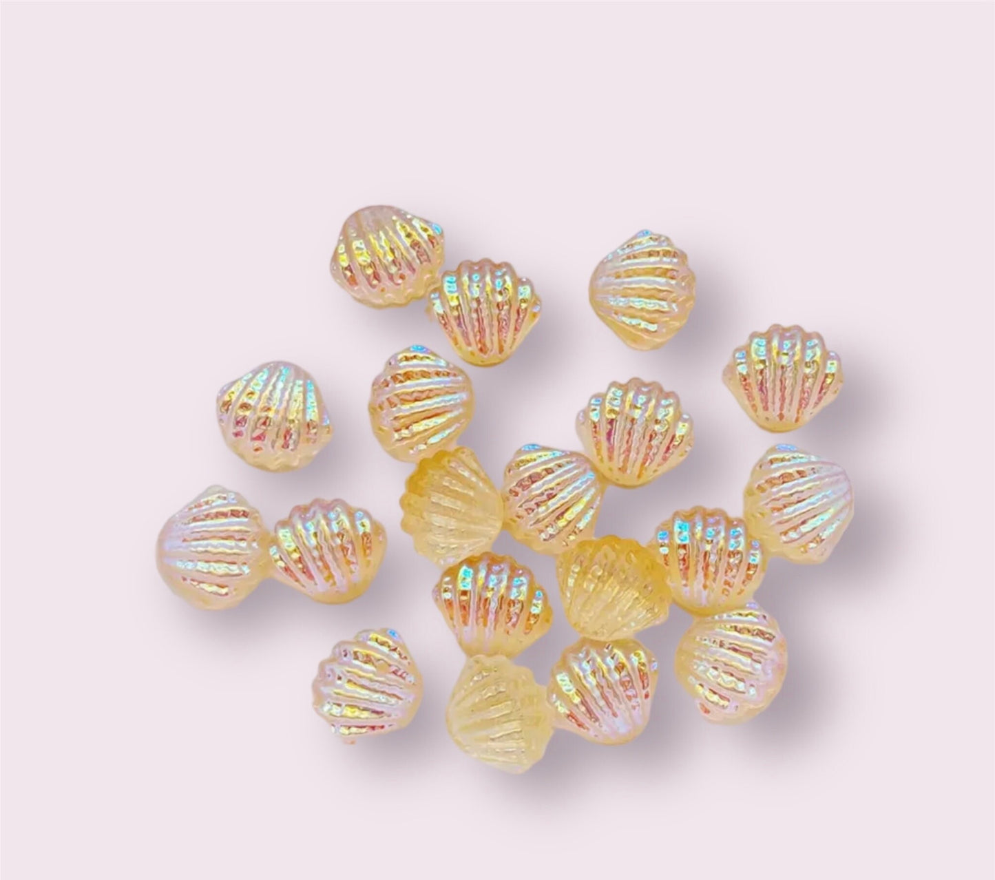 Seashell cabochons, mini yellow 10mm