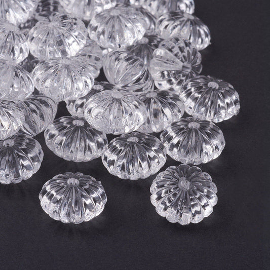 Clear transparent pumpkin beads, 14mm acrylic