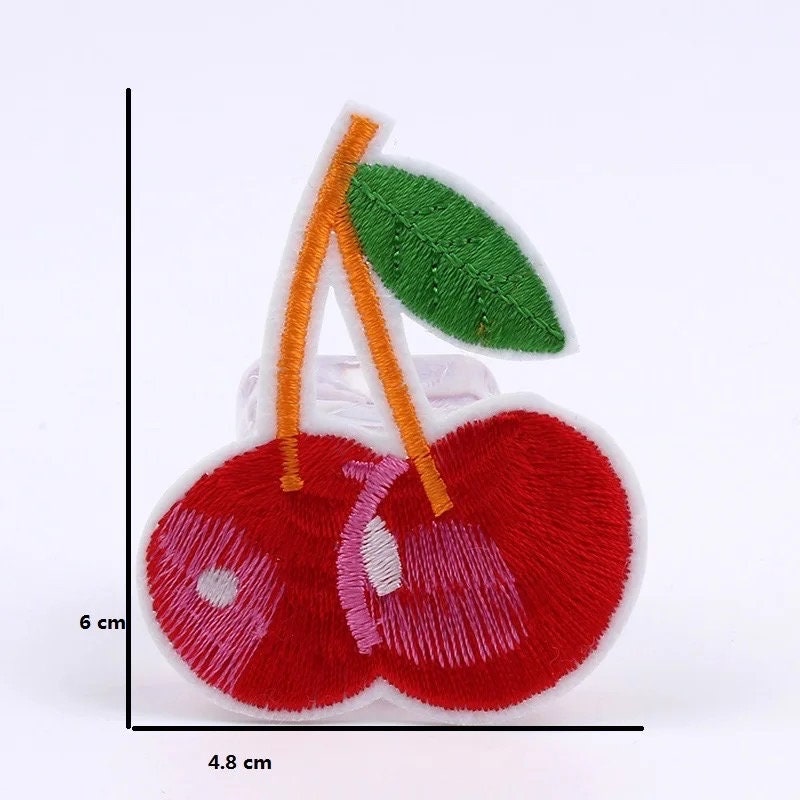 Cherry embroidered patch, 60mm iron on