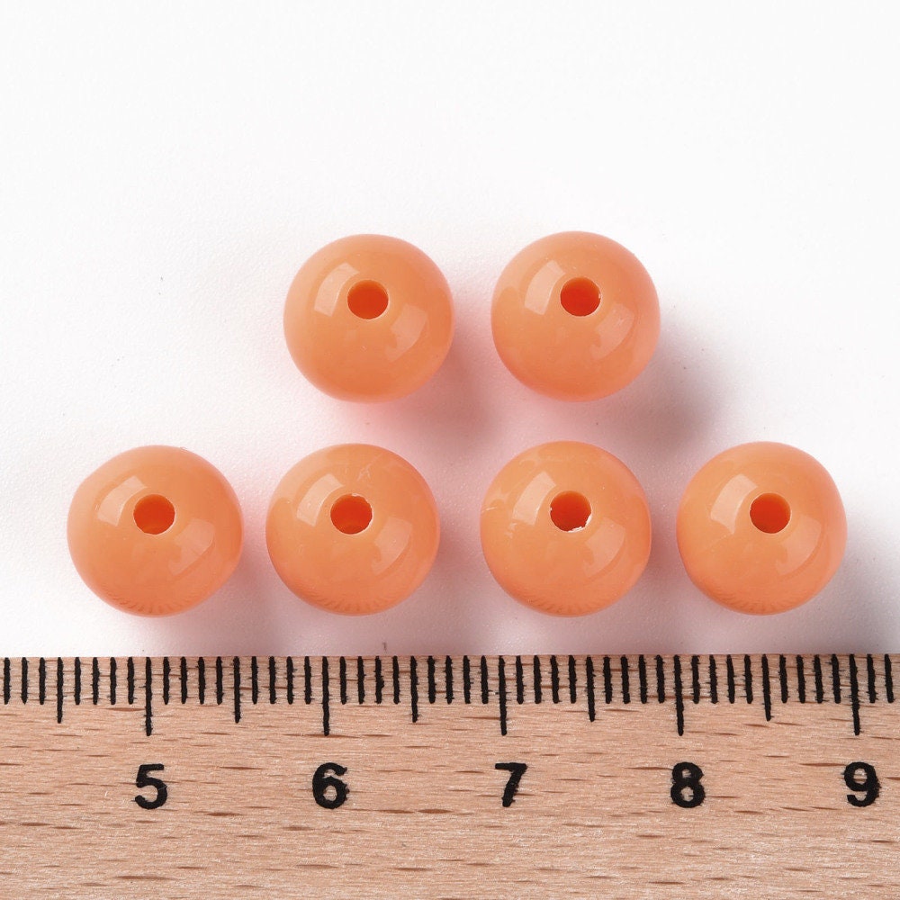 10mm orange opaque beads, acrylic 10mm
