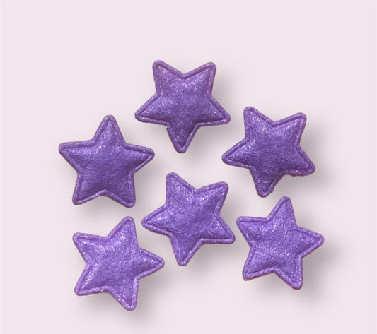 Star fabric felt appliqués, purple padded fabric 18mm