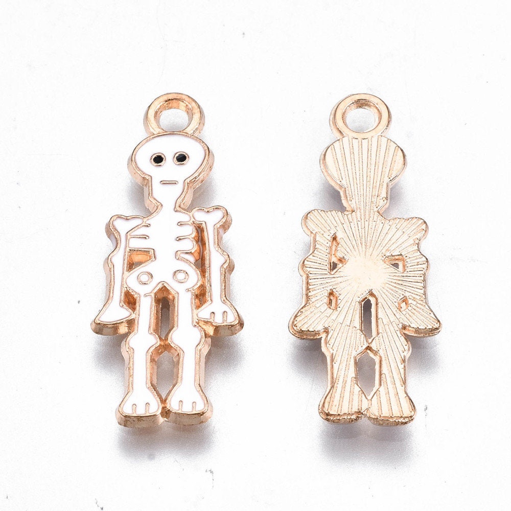 Skeleton enamel charms